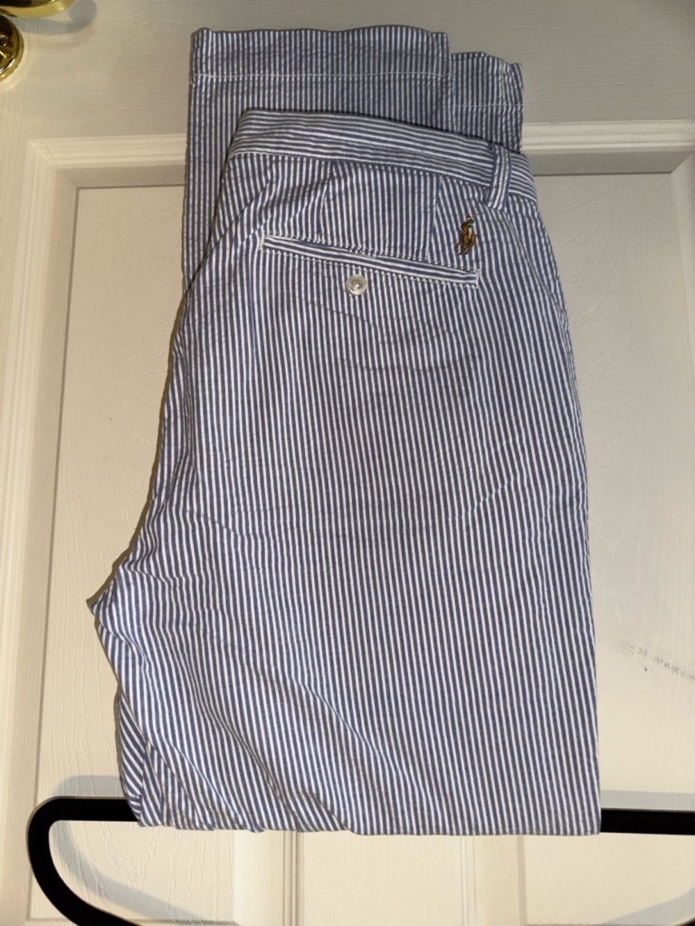 Polo by Ralph Lauren Blue White Striped Pants with Embroidered Pony